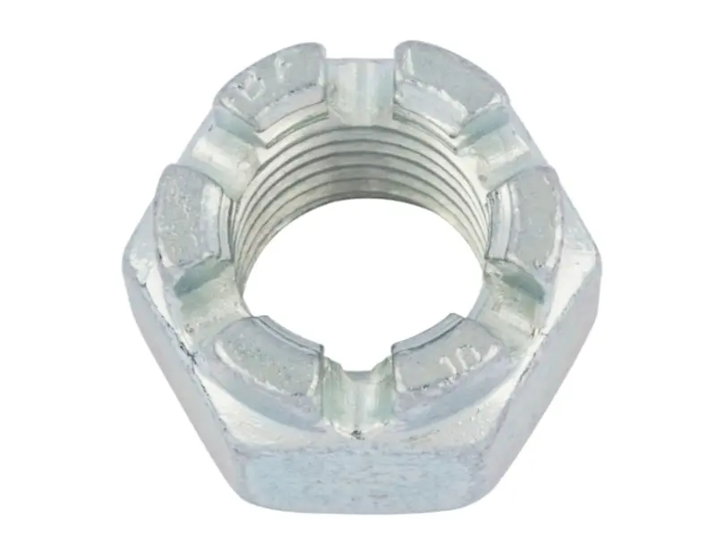 Apa DIN935 Hex Slotted Castle Nut Carbon Steel Anti-Loosening Fastener Cocog Kanggo Mesin Geter-Heavy?