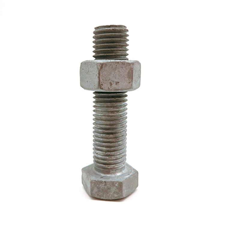 Kelas 5.8 M10 M12 M14 Carbon Steel HDG Hex Bolt lan Nut kanggo Daya