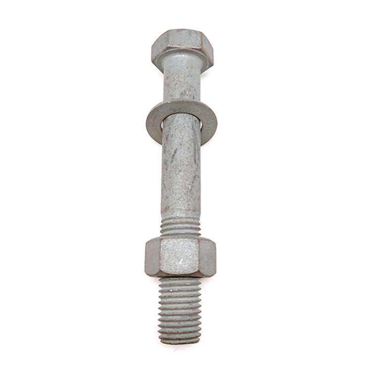 Hot Dip Galvanized Hex Bolt lan Nut kanggo Peralatan Listrik karo Shank Suda