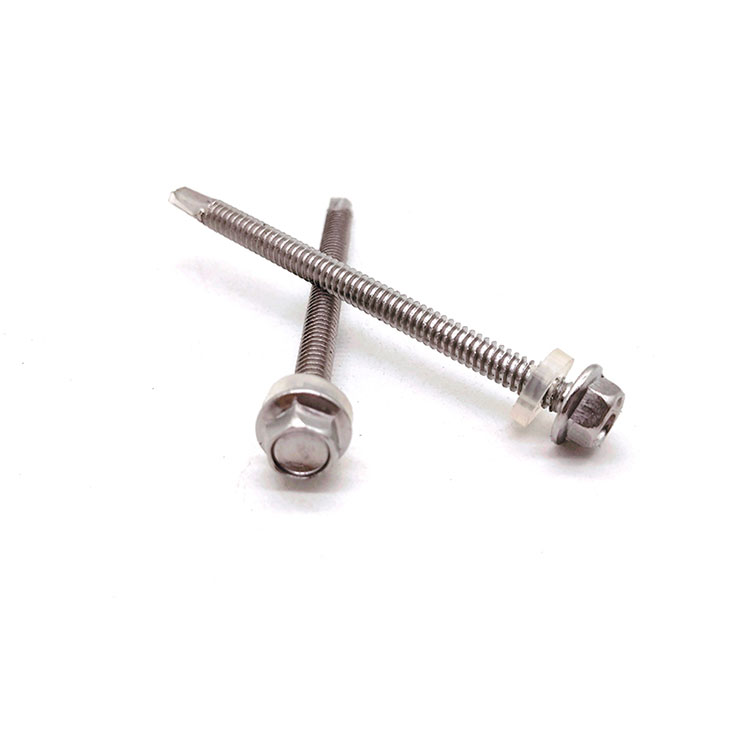 Stainless Steel SS304 / A2 Hex Flange Kepala Self Drilling Screw karo mesin cuci plastik