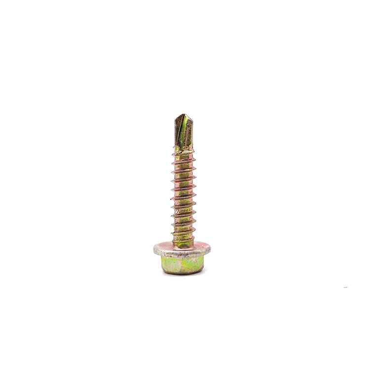 Kuning Seng Plating Carbon Steel Hex Flange Kepala Drilling Screw karo Tapping Screw Thread