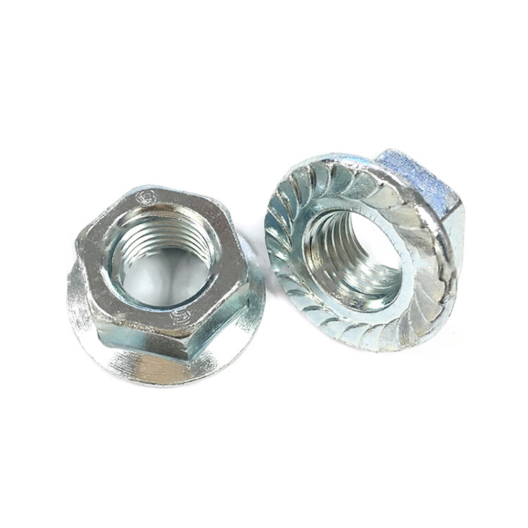 Seng Dilapisi Grade 4 Garde 8 Hex Flange Serrated Nut- DIN6923